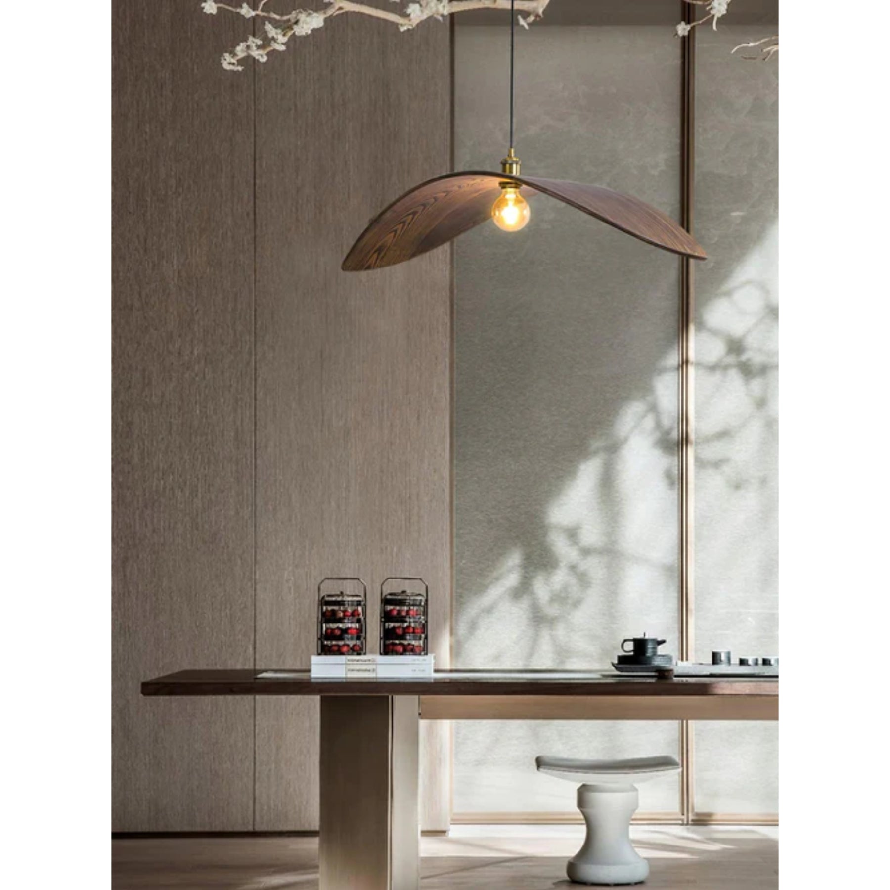 Curved Wood Design Pendant Light