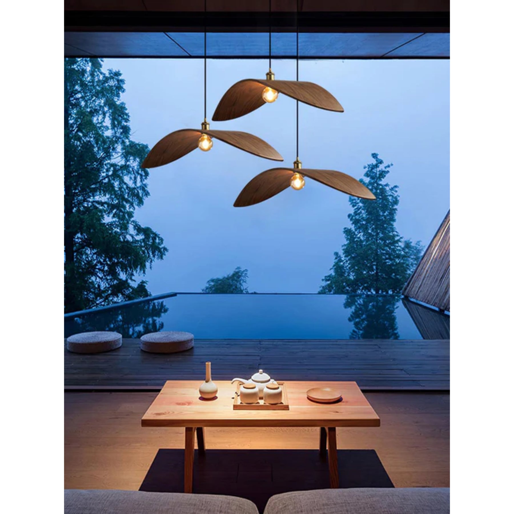 Curved Wood Design Pendant Light