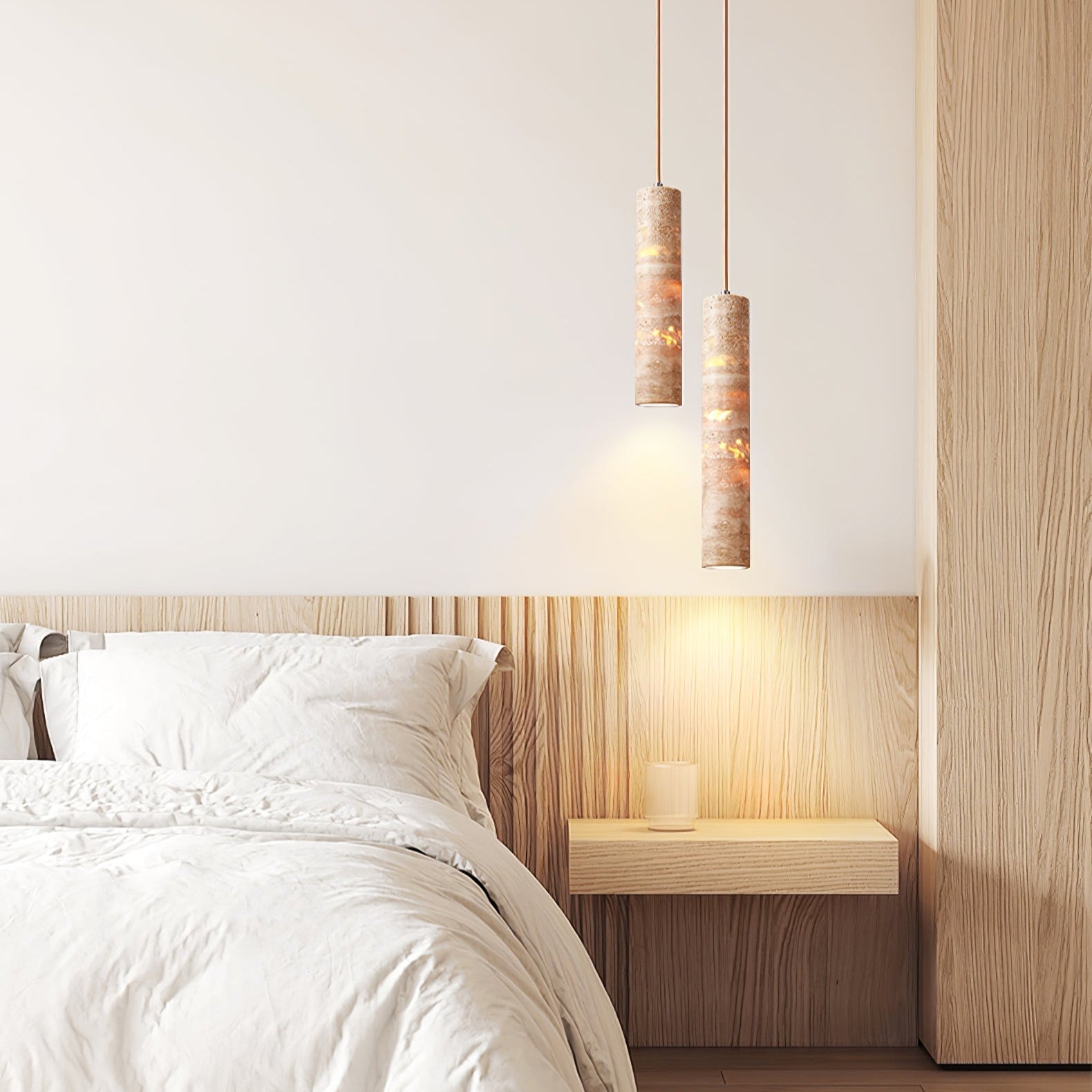 Cylinder Shape Natural Stone Pendant Light