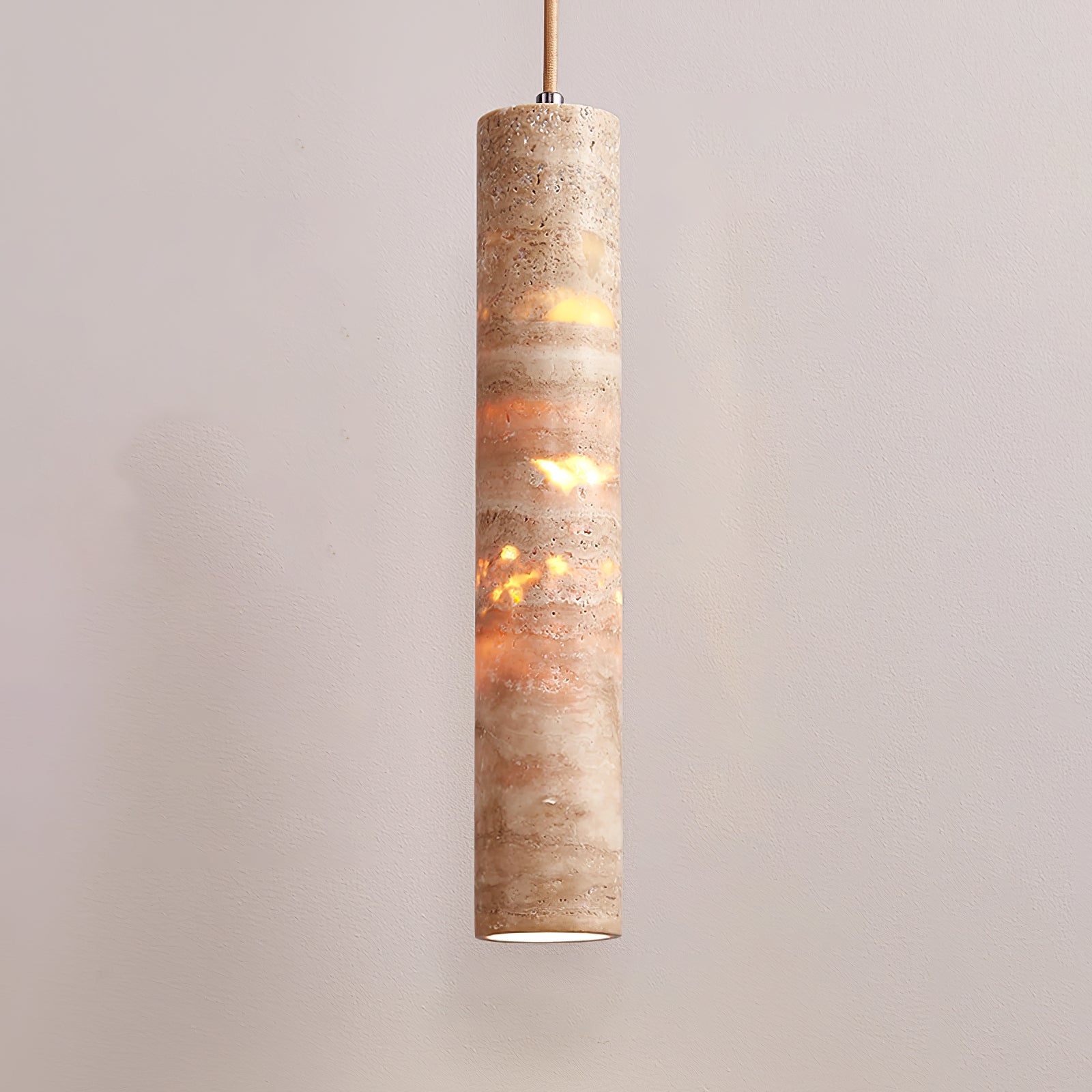 Cylinder Shape Natural Stone Pendant Light