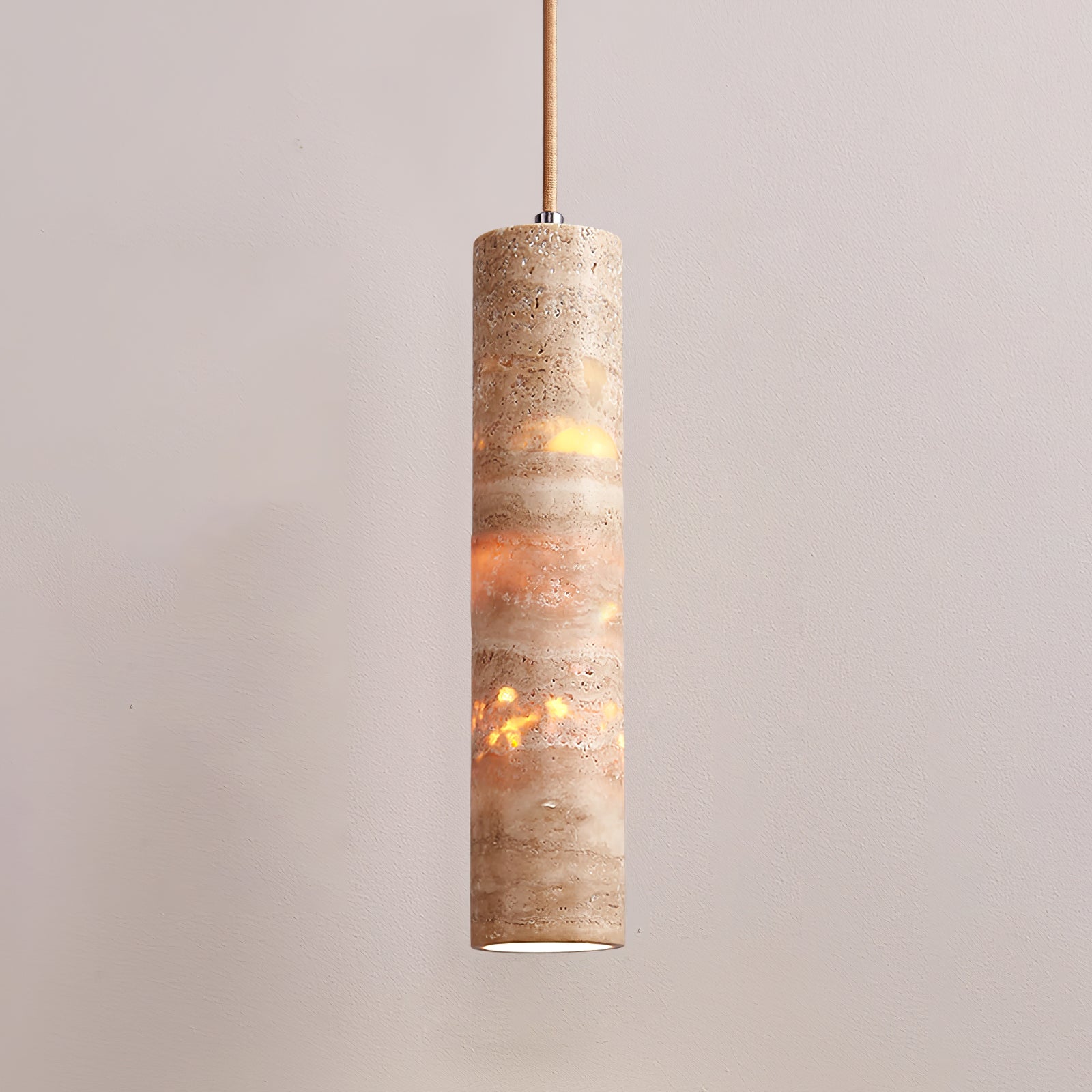 Cylinder Shape Natural Stone Pendant Light