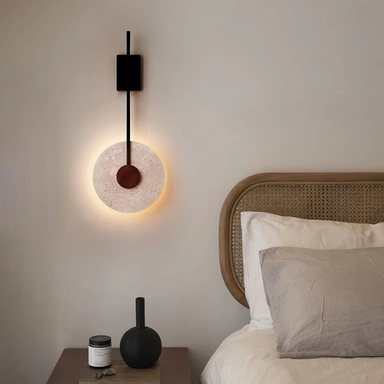 Feo Disc Travertine Wall Light