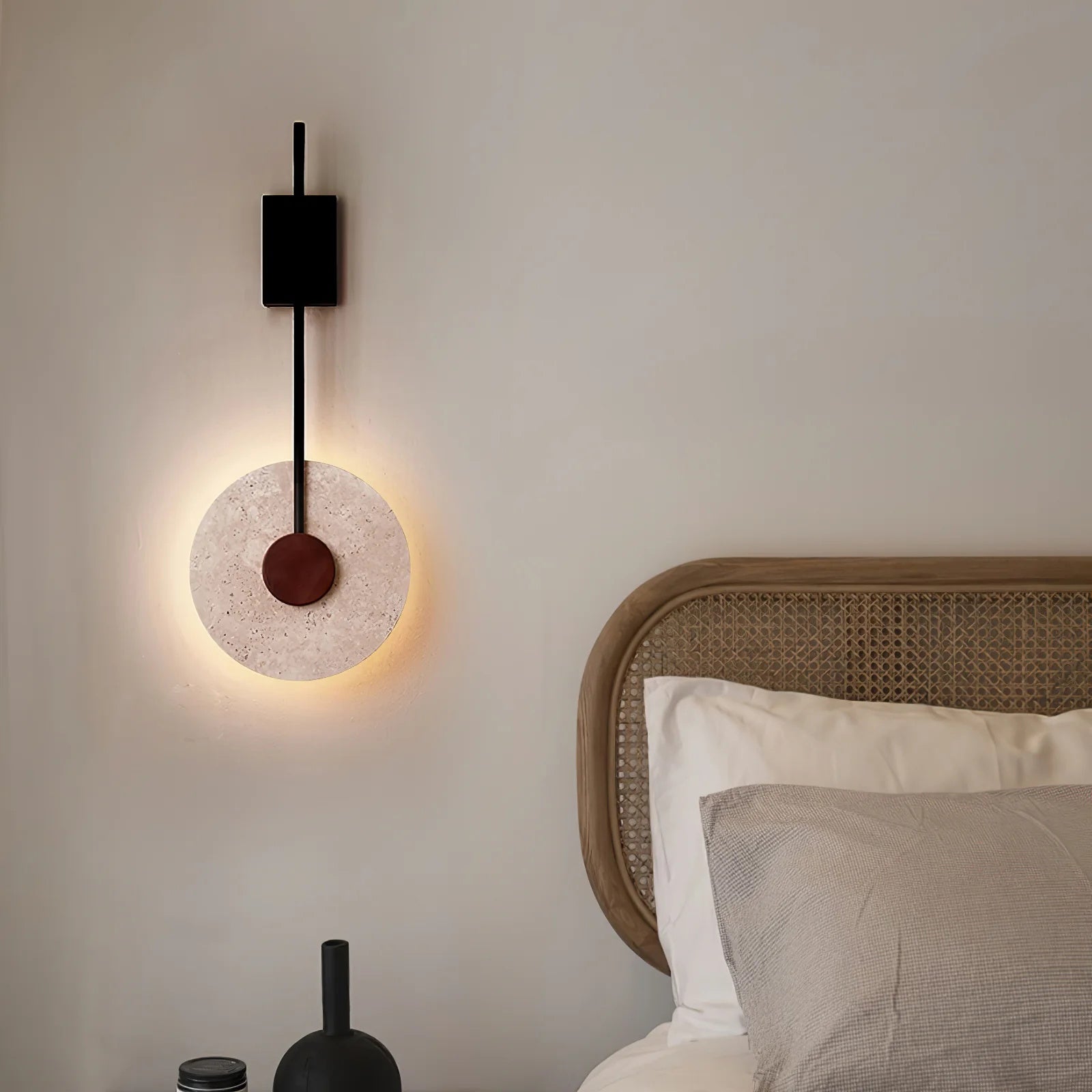 Feo Disc Travertine Wall Light