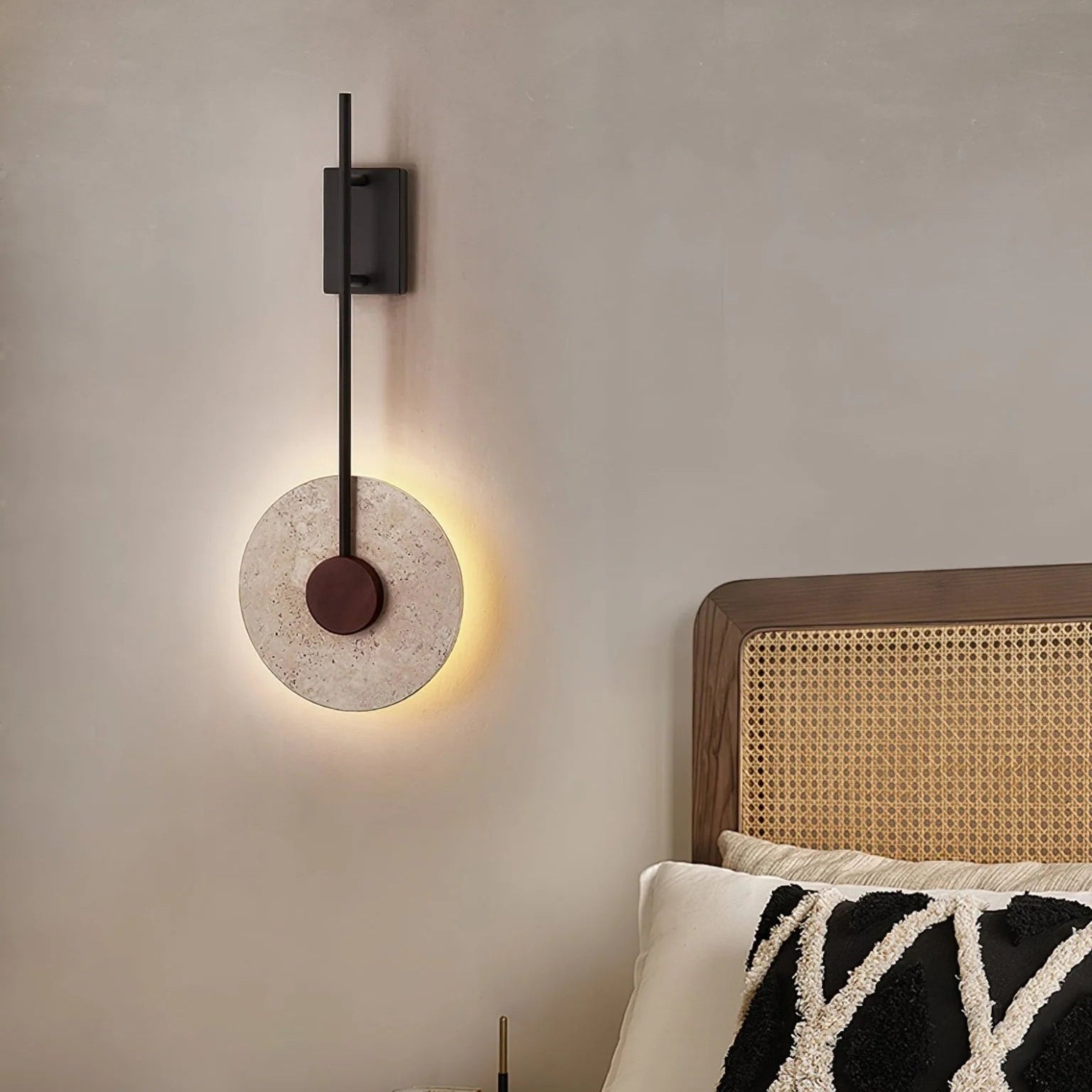 Feo Disc Travertine Wall Light