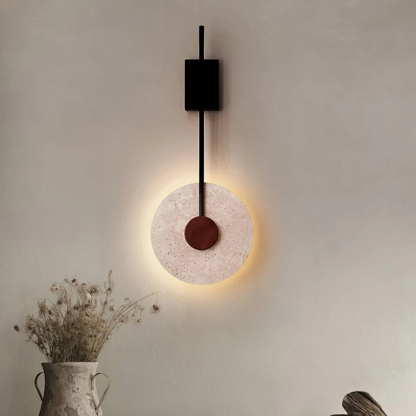 Feo Disc Travertine Wall Light