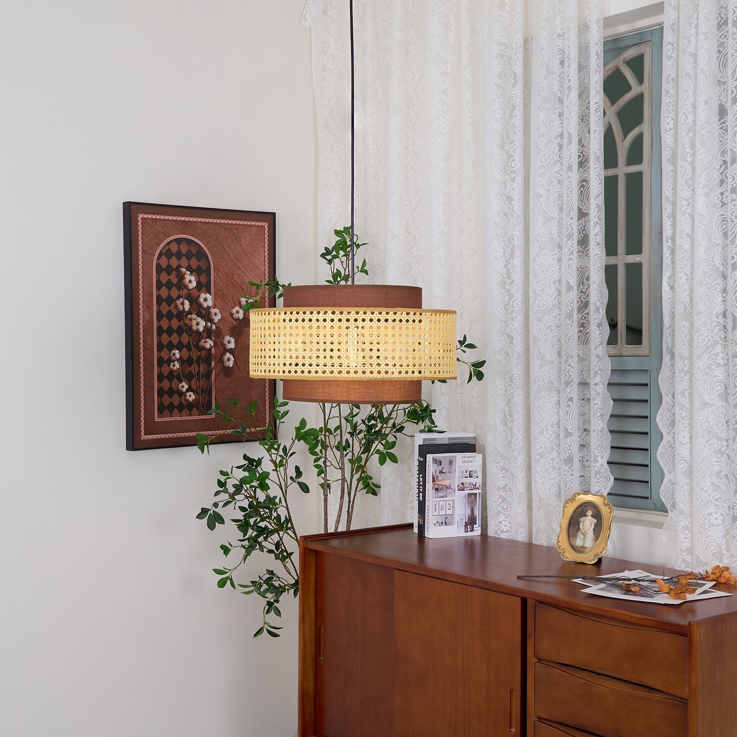 Delurso Japandi Style Pendant Light