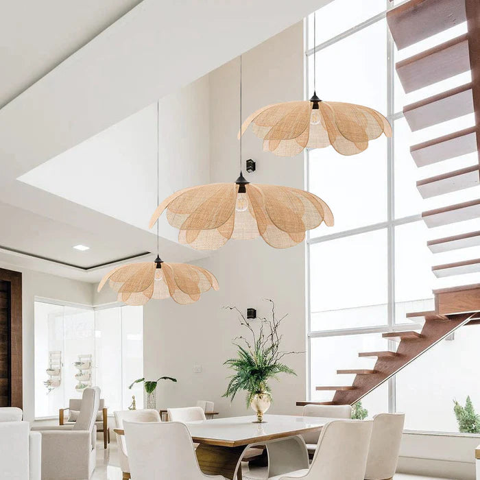 Petal Rattan Flower Pendant Light