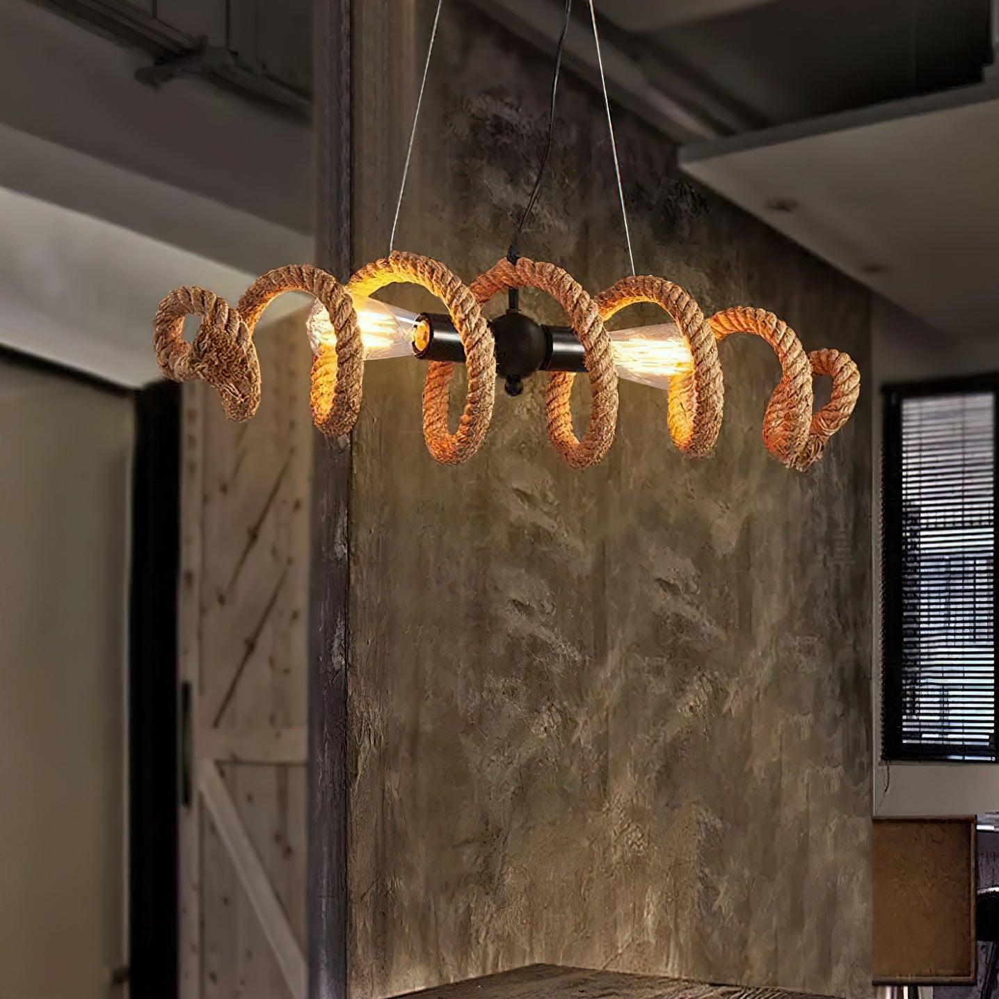 Circular Jute Rope Pendant Light