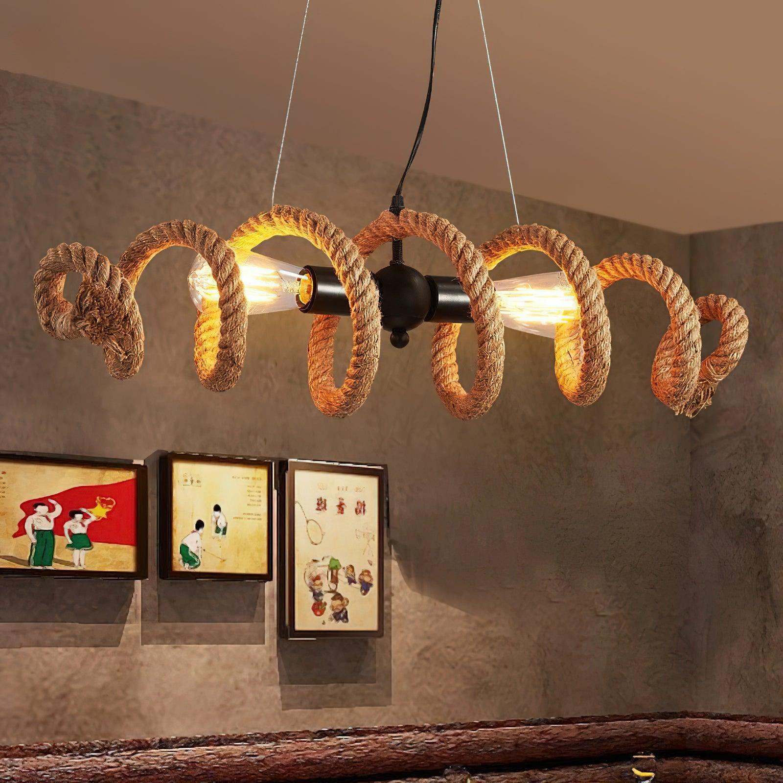 Circular Jute Rope Pendant Light