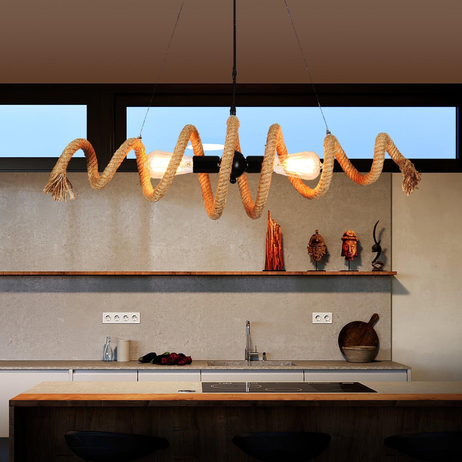 Circular Jute Rope Pendant Light