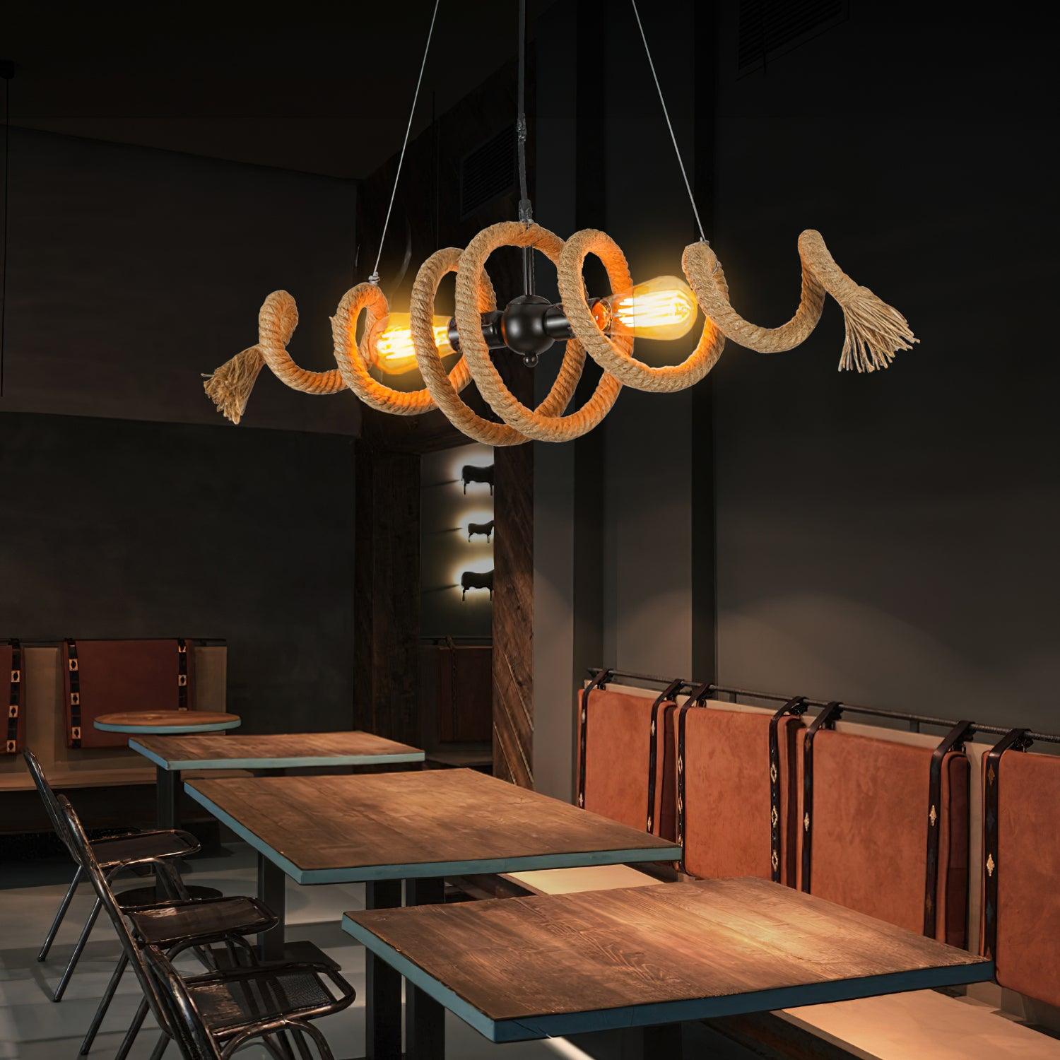Circular Jute Rope Pendant Light