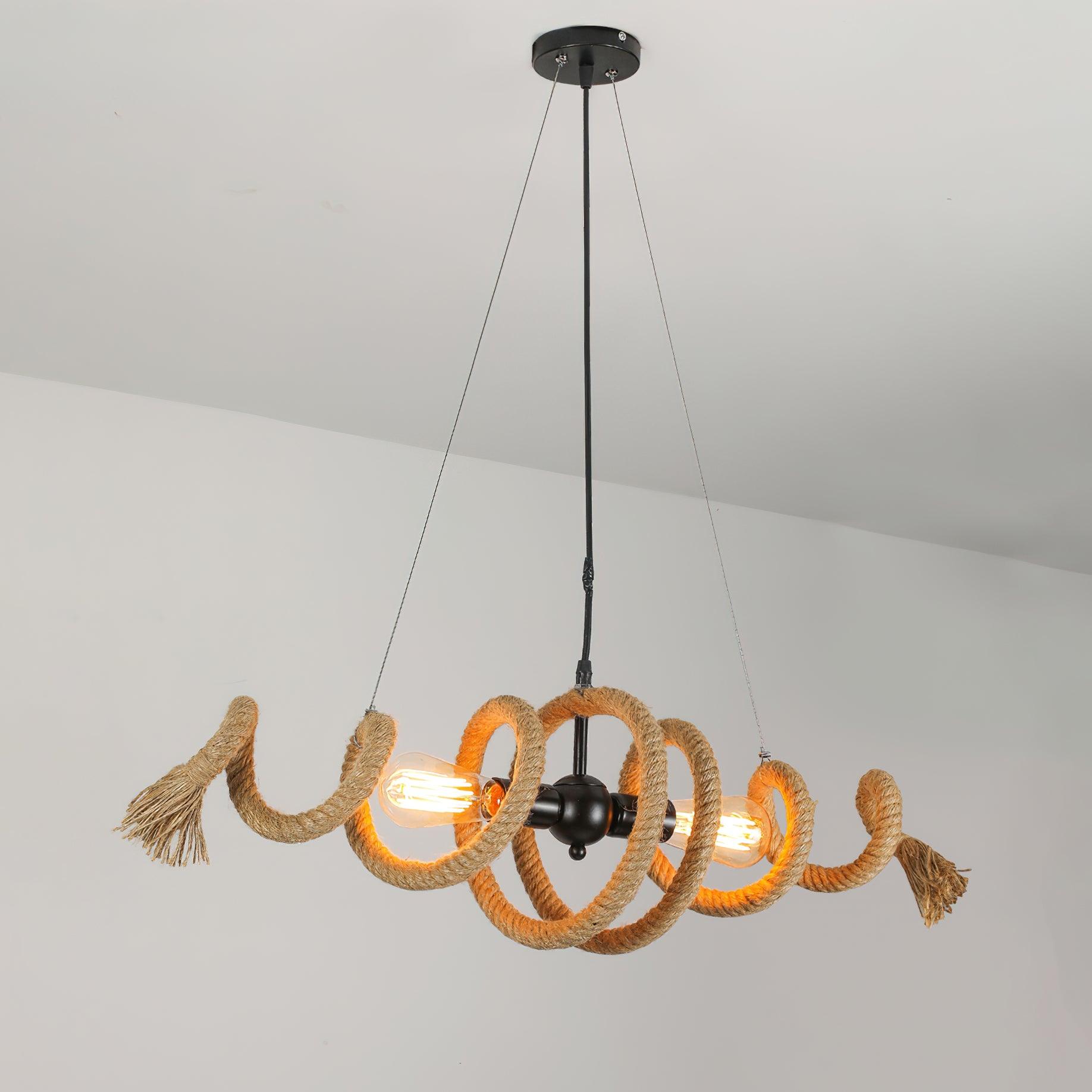 Circular Jute Rope Pendant Light