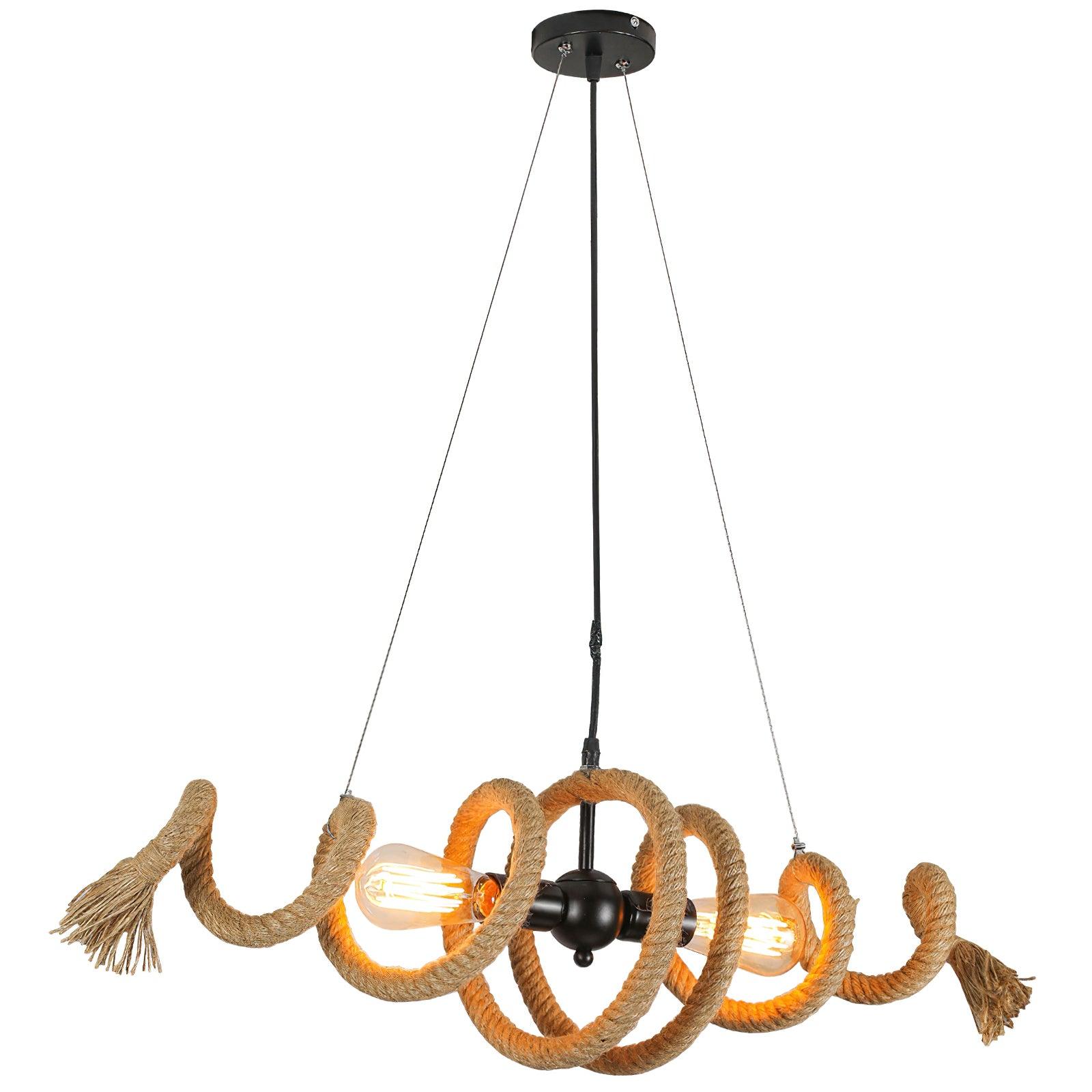 Circular Jute Rope Pendant Light