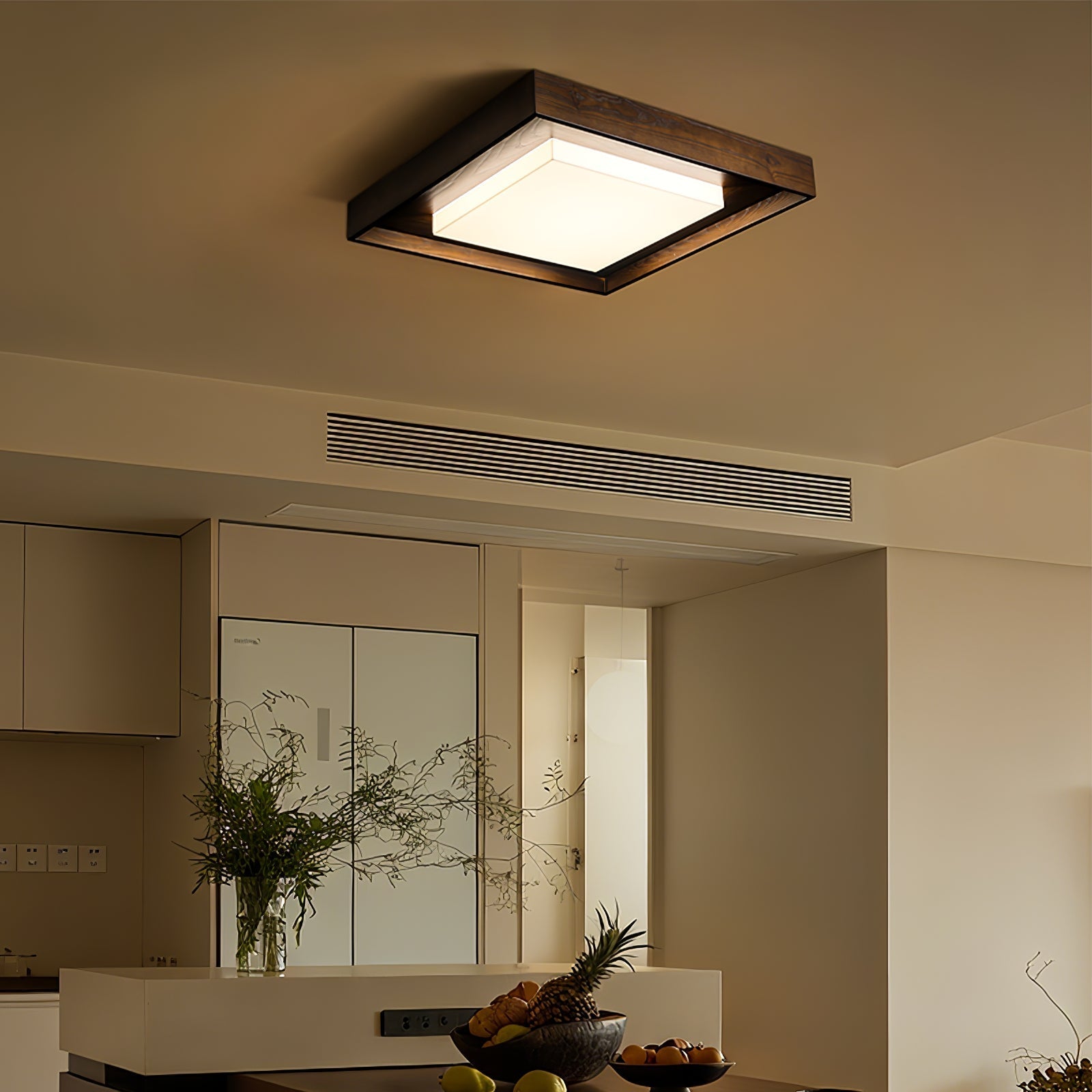 Konise Wood Frame Japandi Ceiling Light
