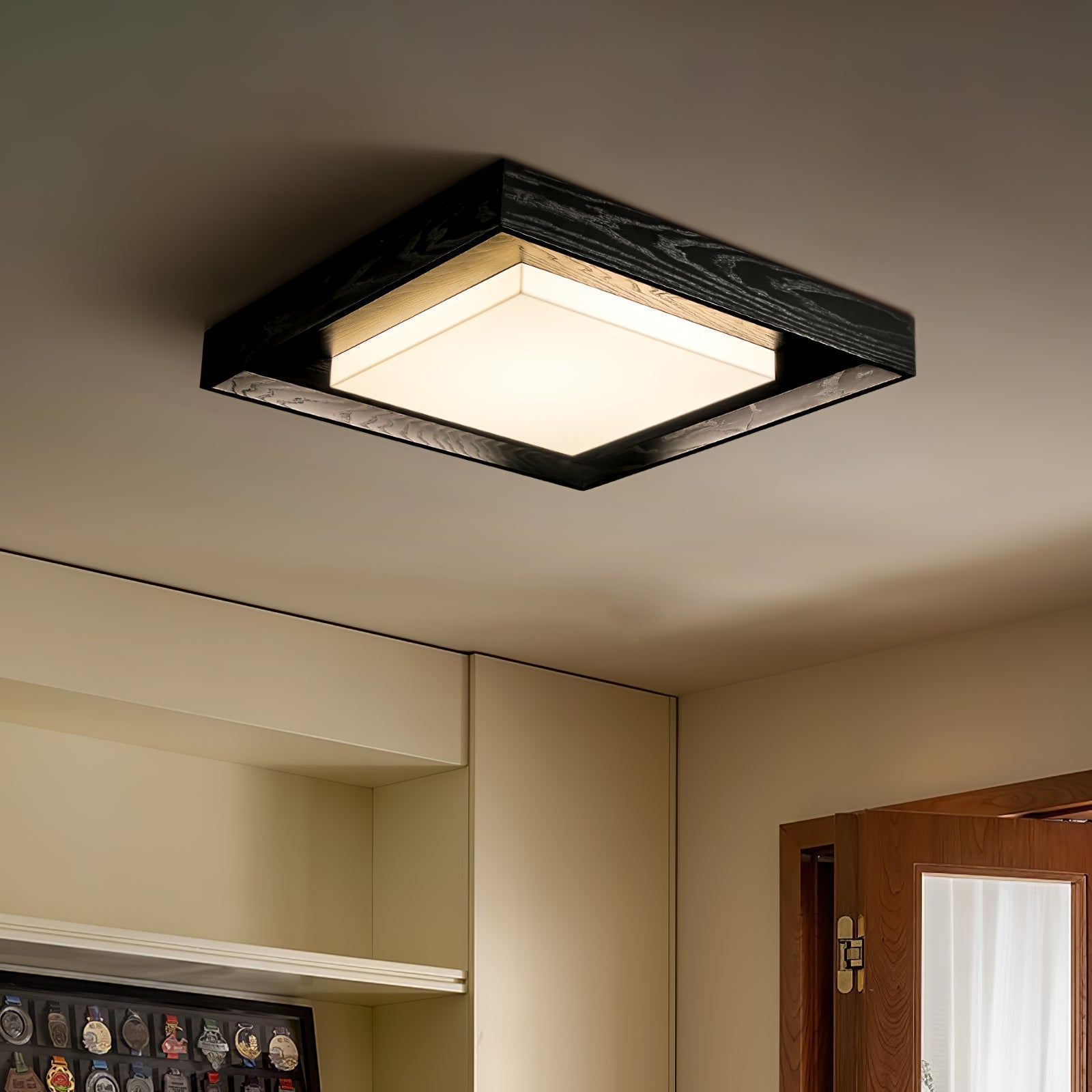 Konise Wood Frame Japandi Ceiling Light