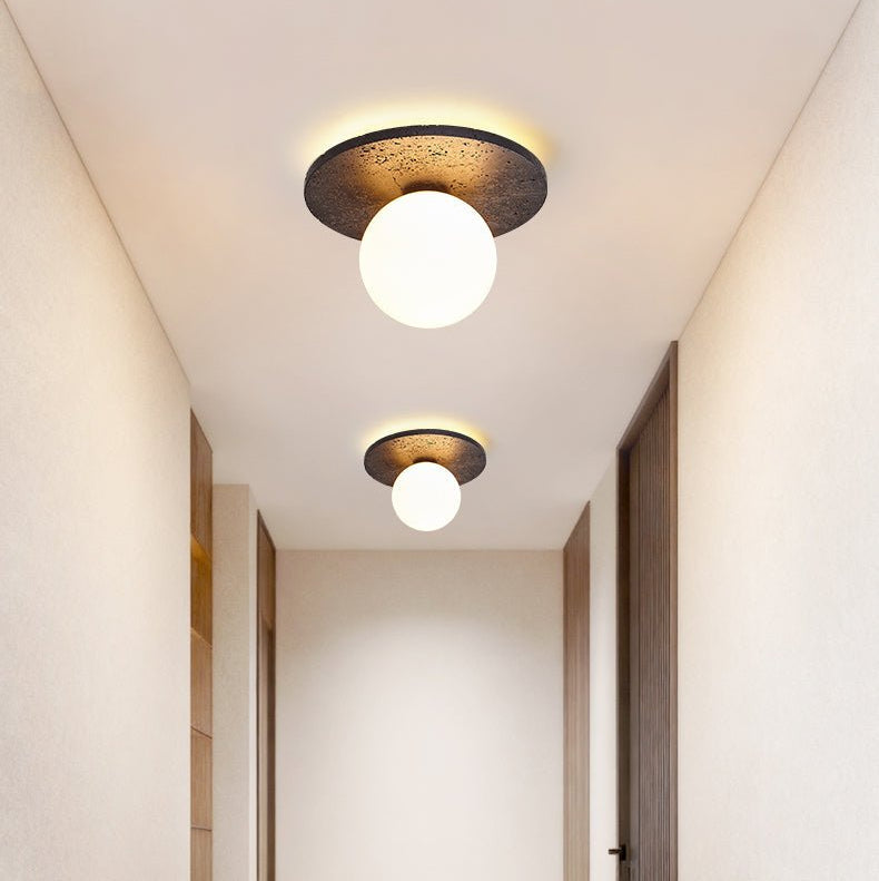 Pello Round Travertine Ceiling Light