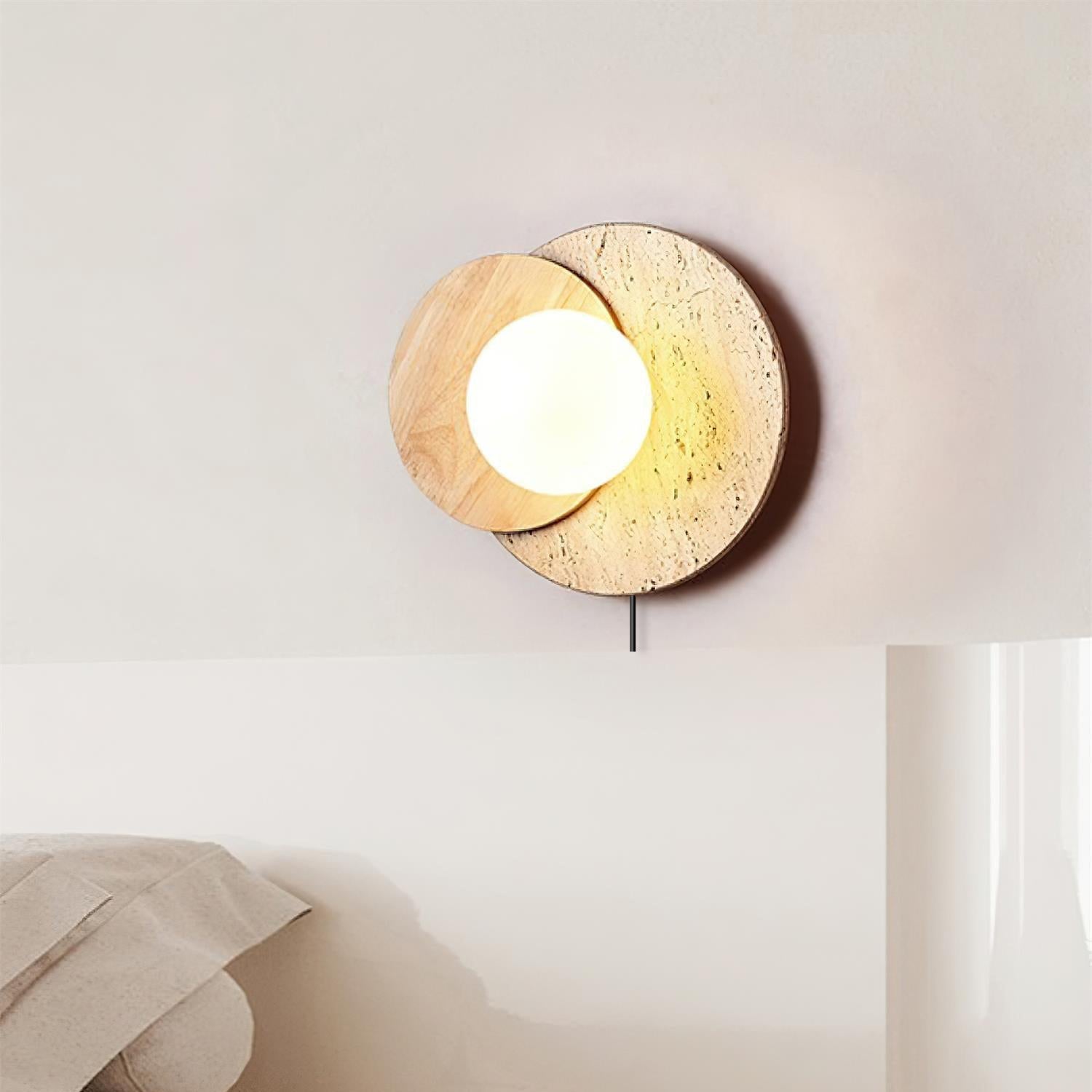 Jemo Travertine Wall Light with Plug