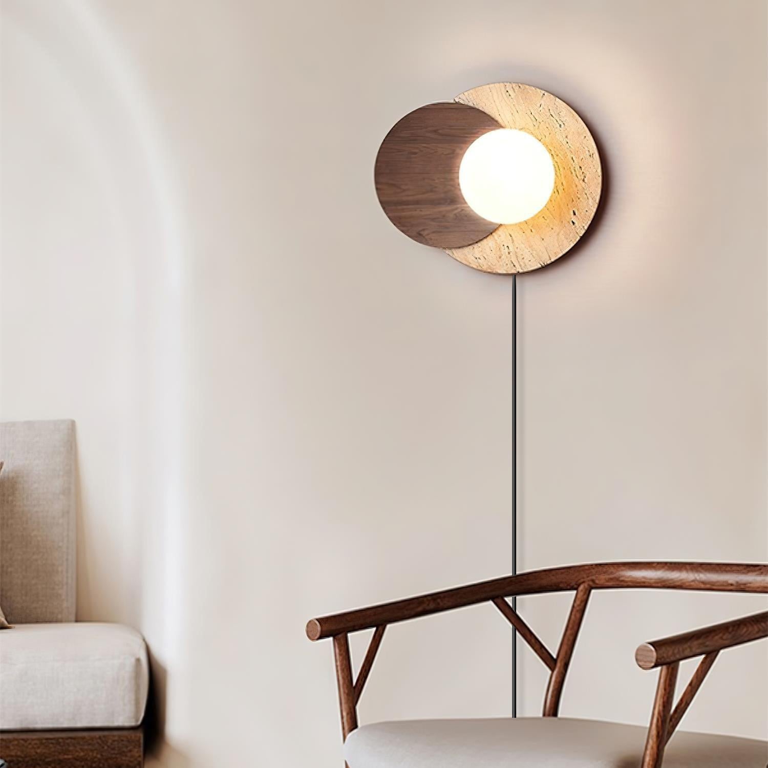 Jemo Travertine Wall Light with Plug