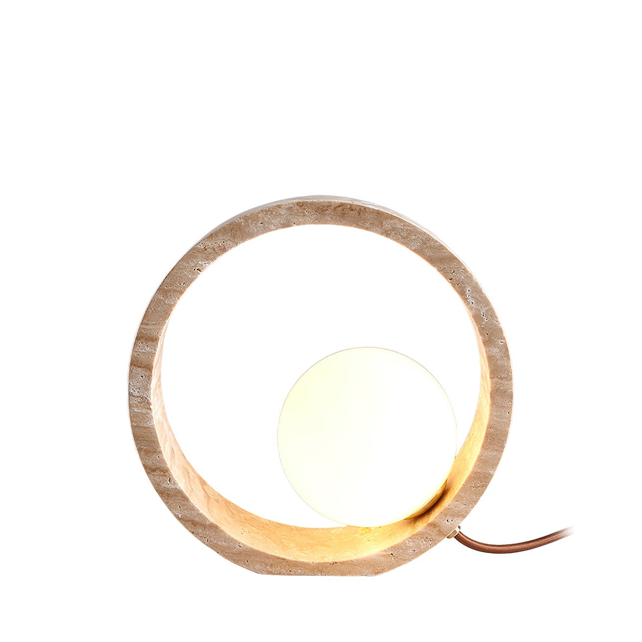 Poles Circle Travertine Table Lamp