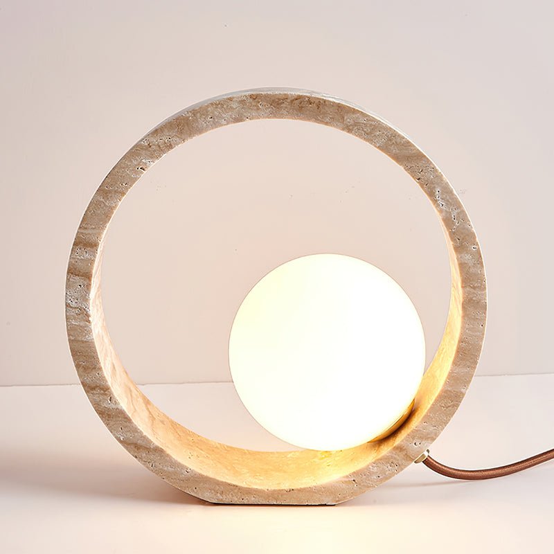 Poles Circle Travertine Table Lamp