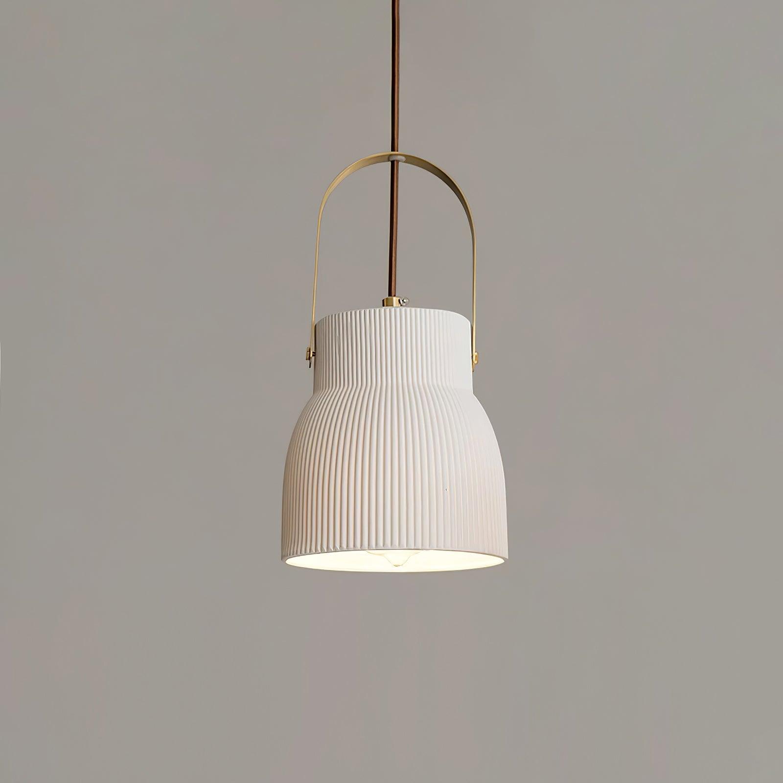 Ceramic Ribbed Pendant Light