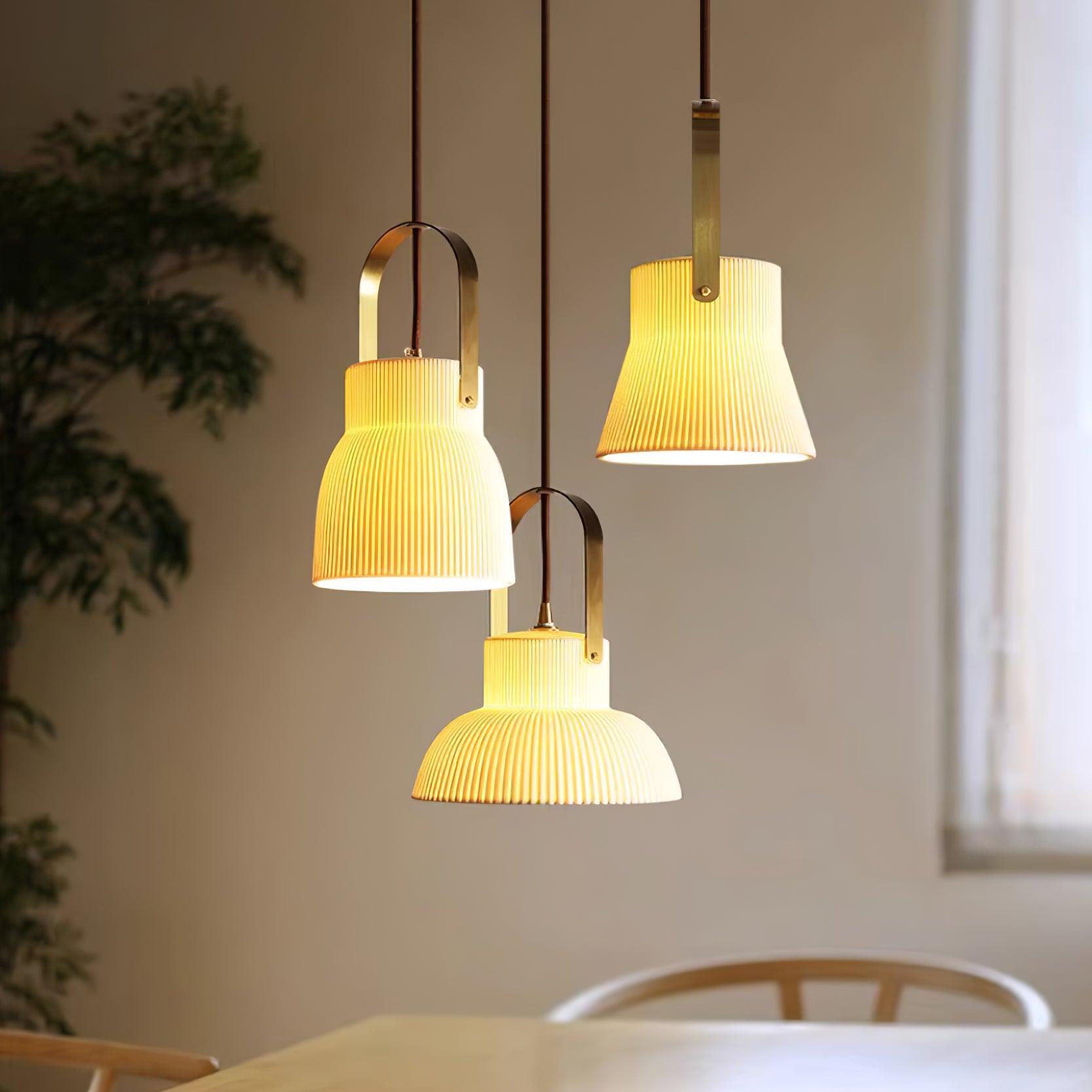 Ceramic Ribbed Pendant Light
