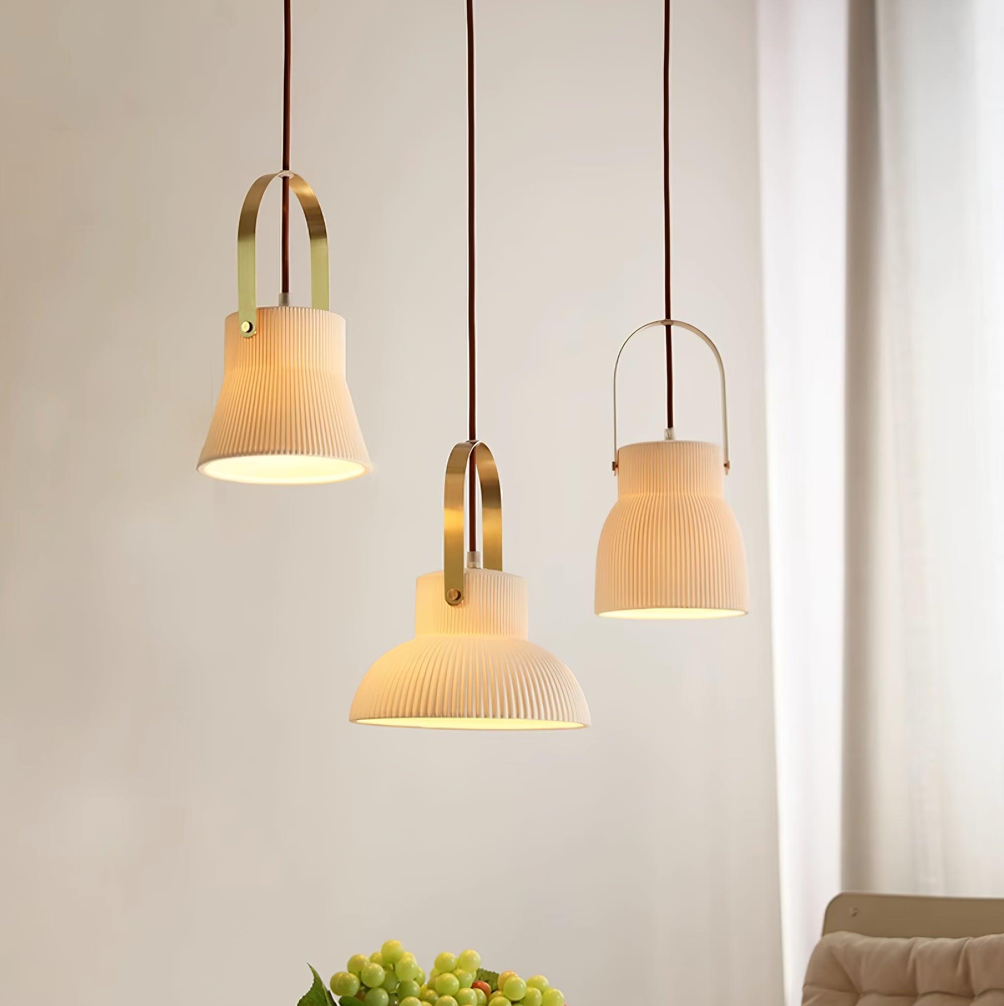 Ceramic Ribbed Pendant Light