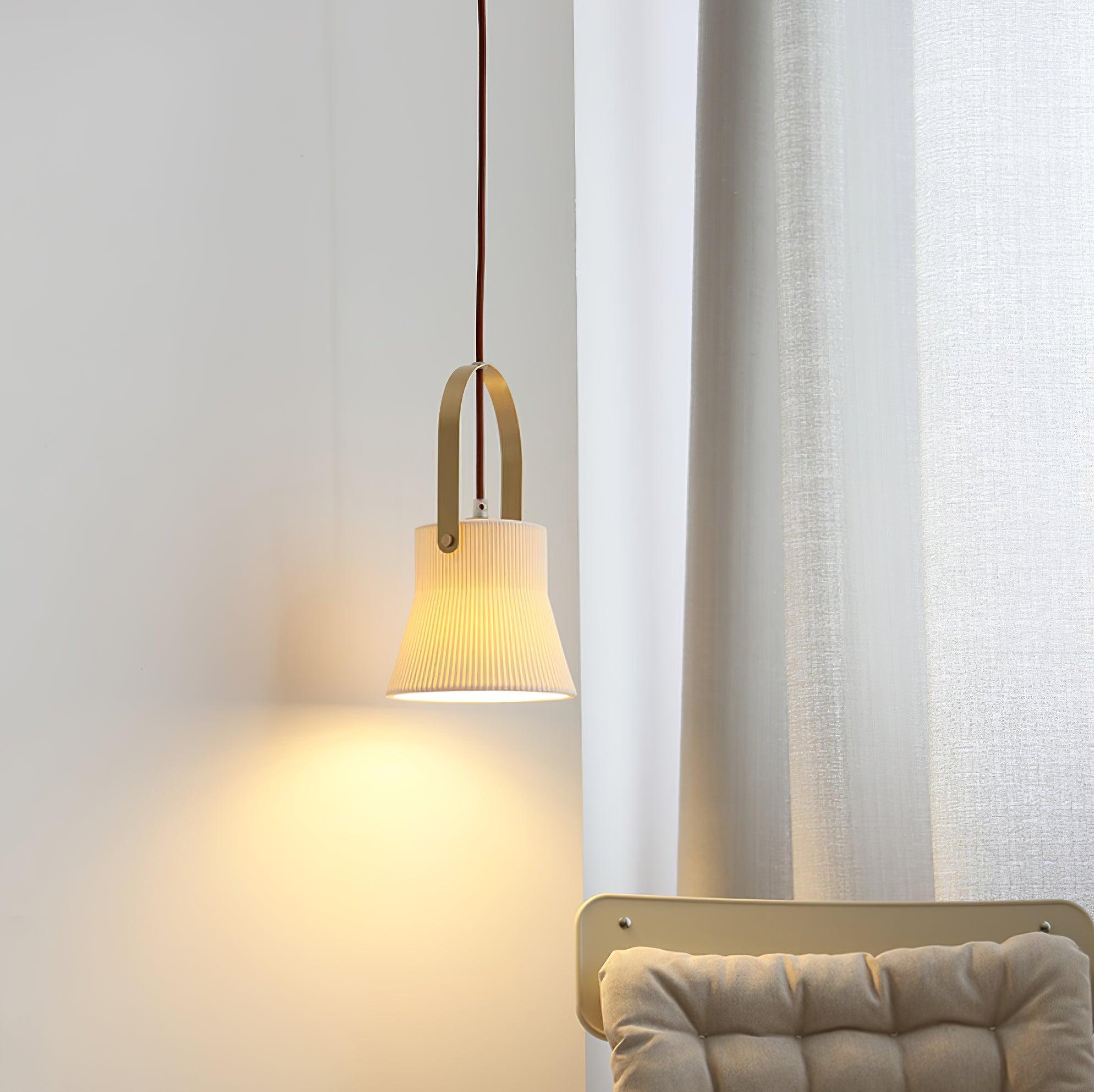 Ceramic Ribbed Pendant Light