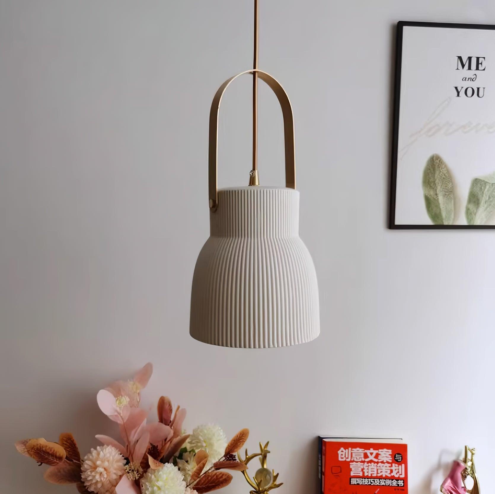 Ceramic Ribbed Pendant Light