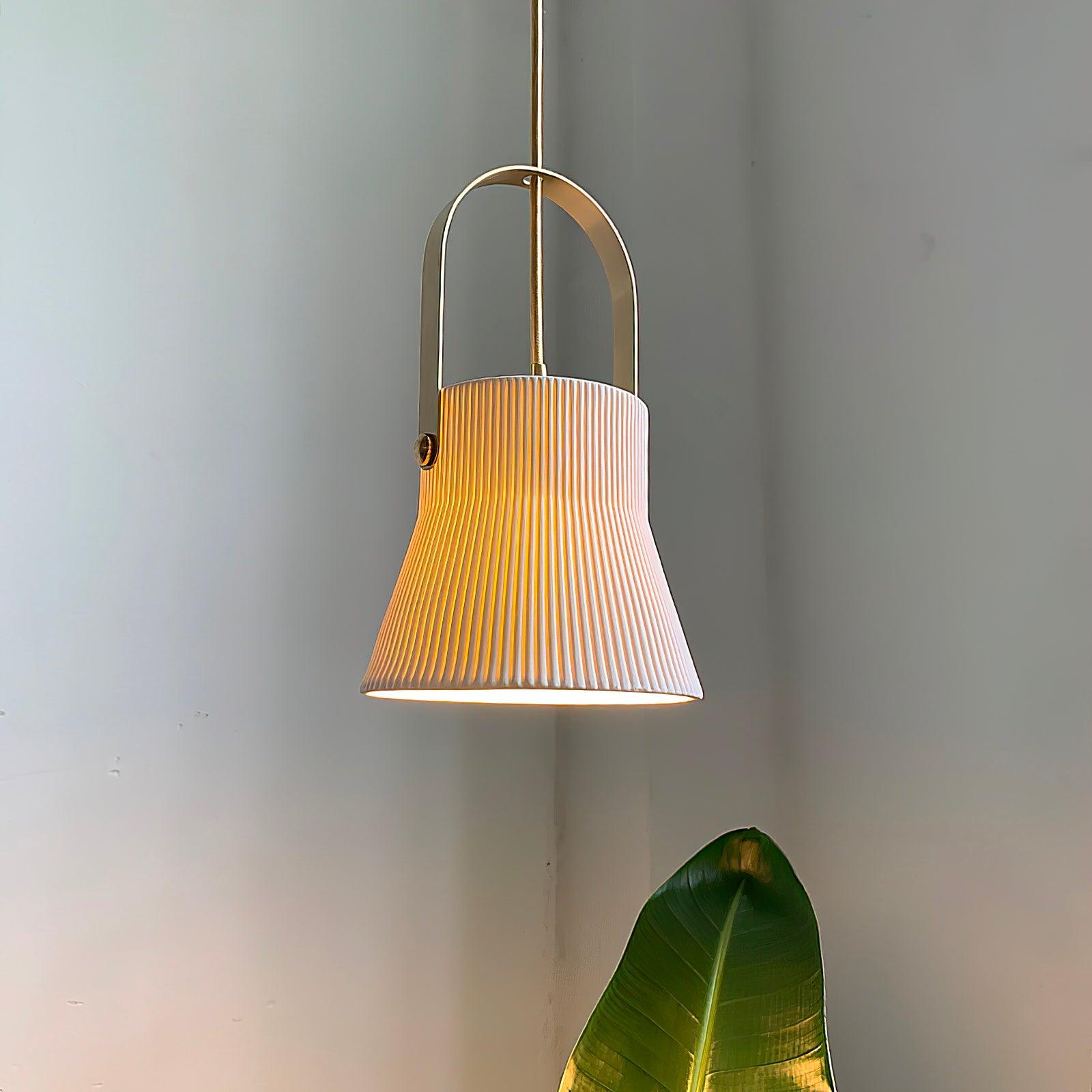 Ceramic Ribbed Pendant Light