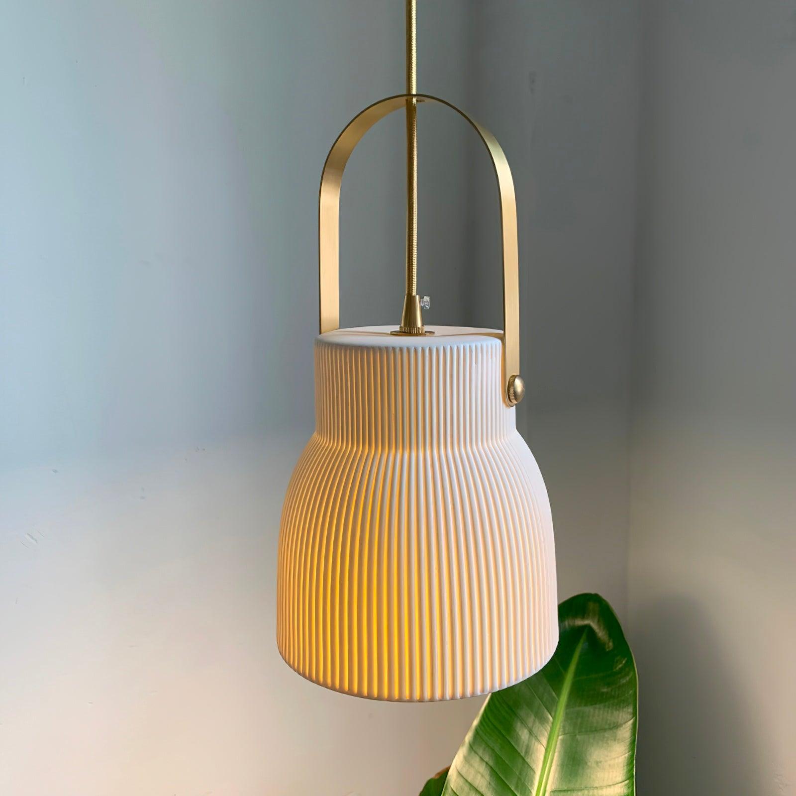 Ceramic Ribbed Pendant Light