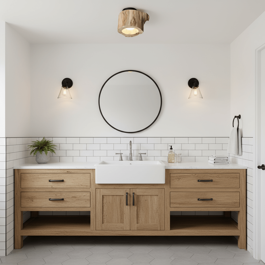 Wood Log Japandi Style Ceiling Light