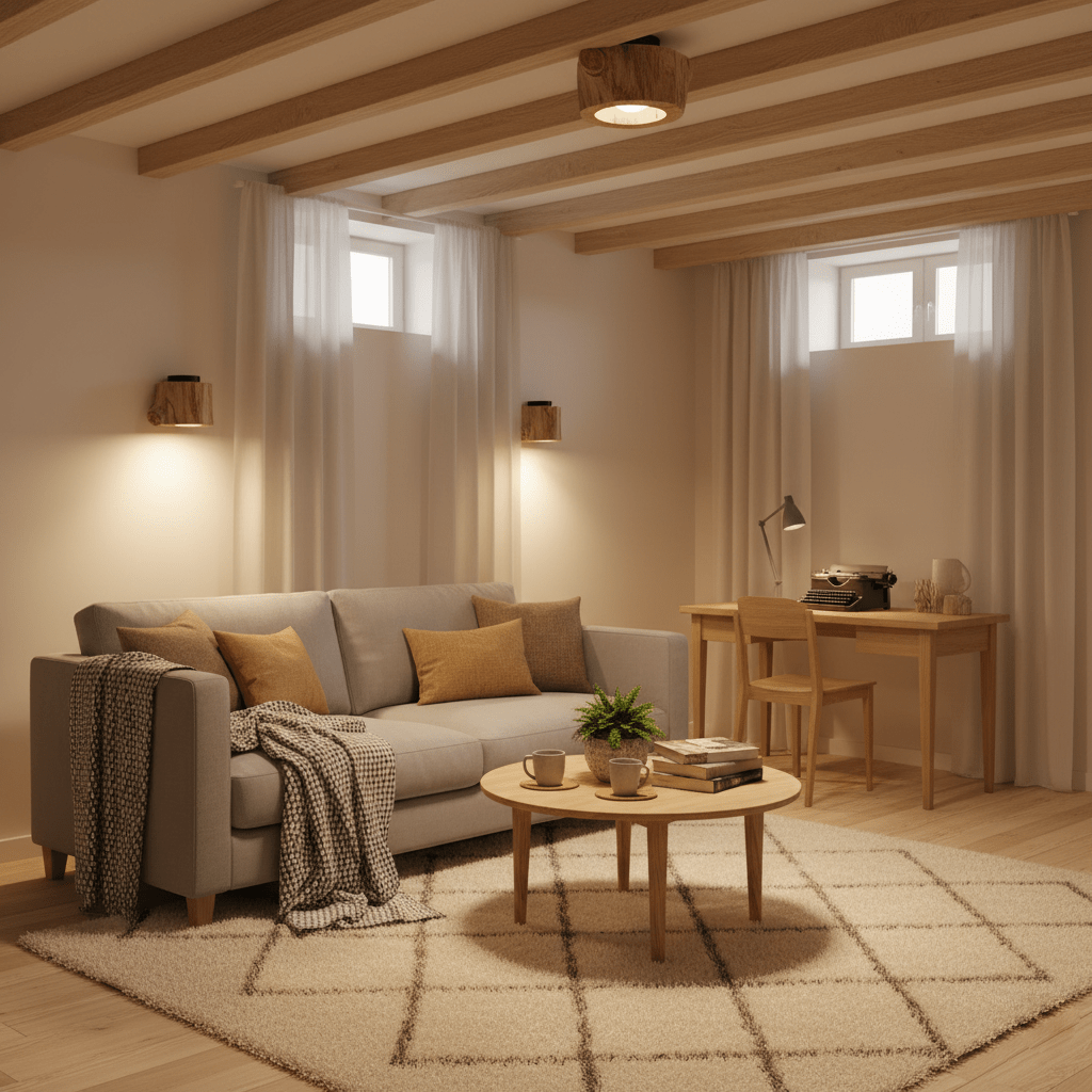 Wood Log Japandi Style Ceiling Light