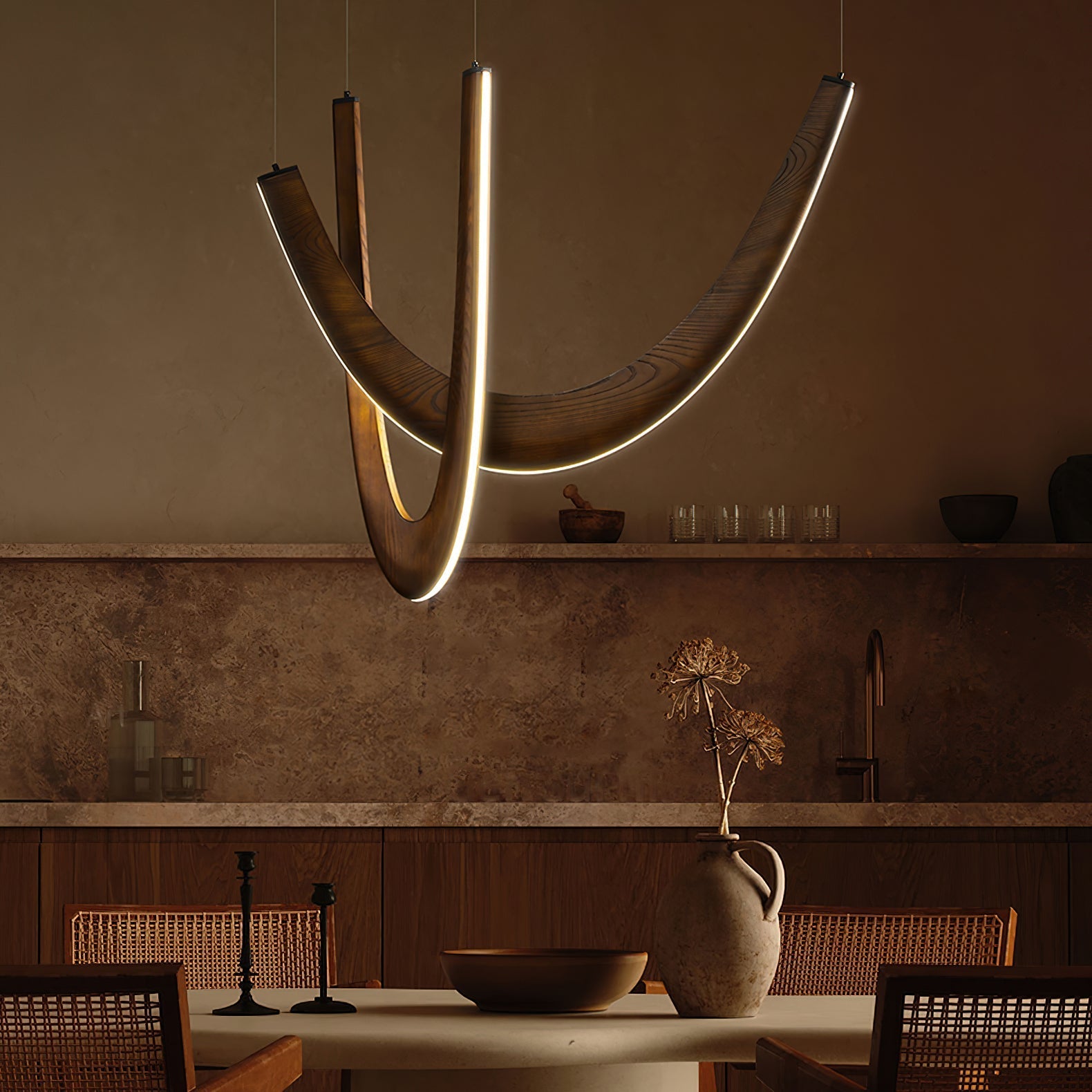 Layn U Shape Wooden Pendant Light