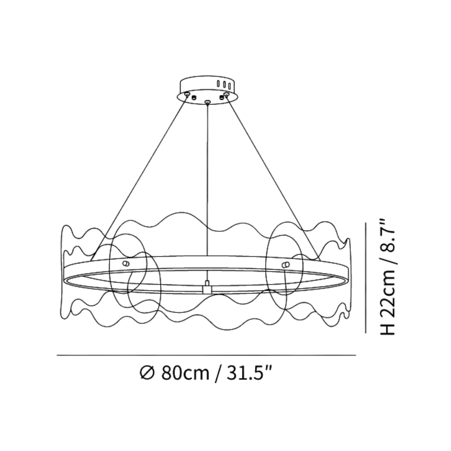 Acrylon Waved Pendant Light
