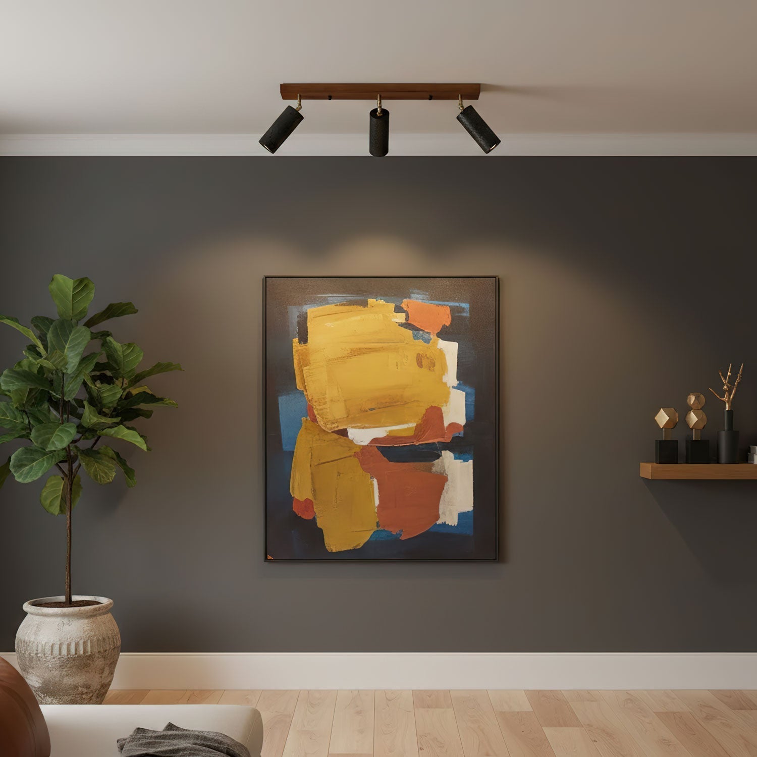 Zerno Triple Travertine Ceiling Light