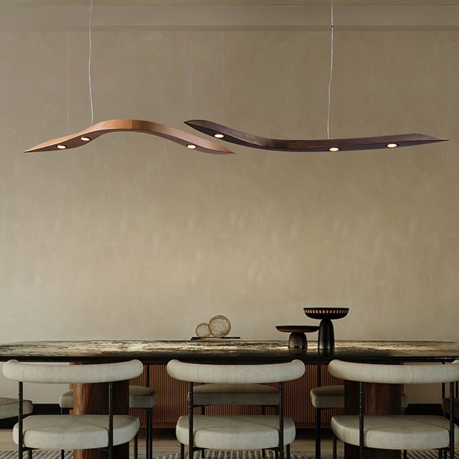 Weloma Wave Wooden Pendant Light