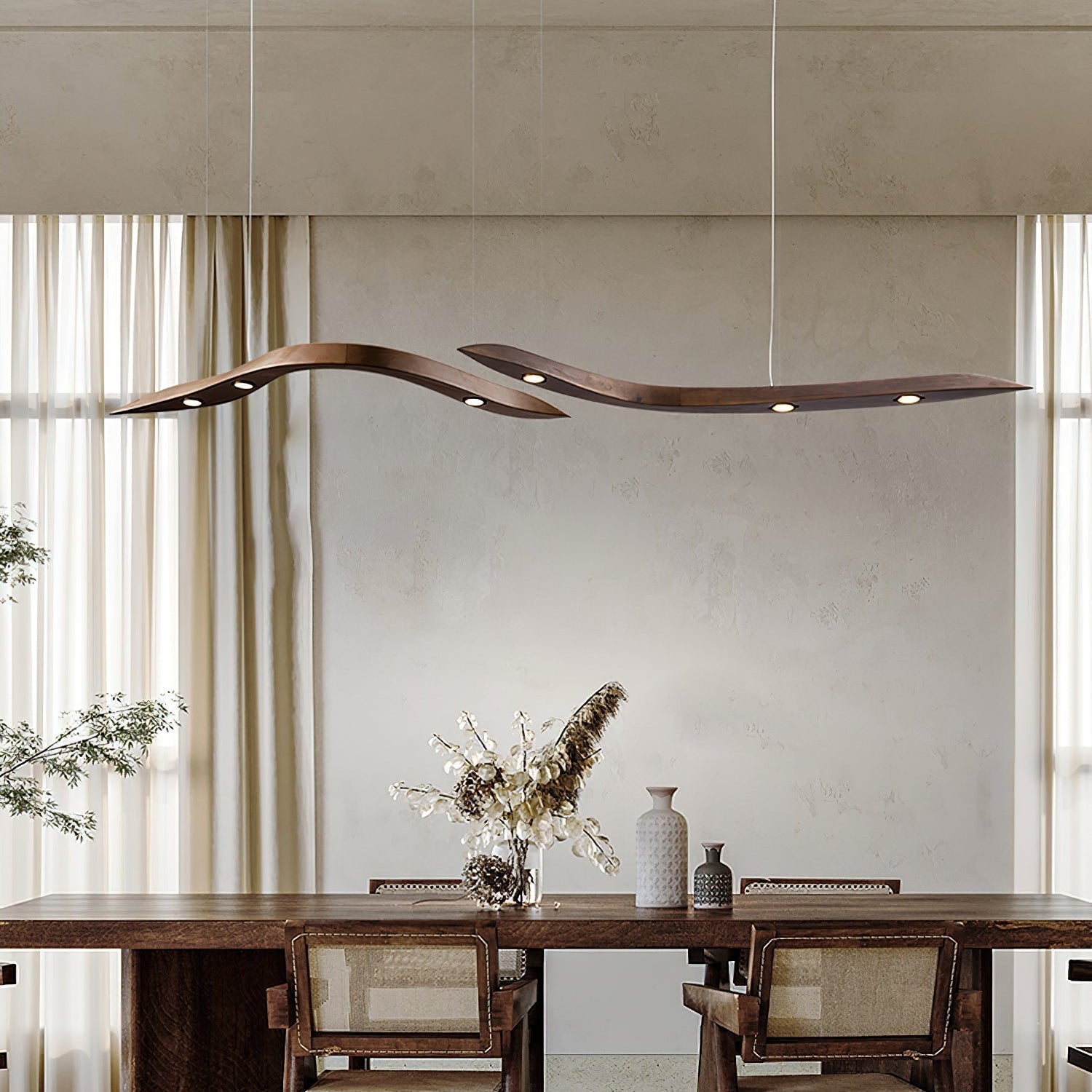 Weloma Wave Wooden Pendant Light