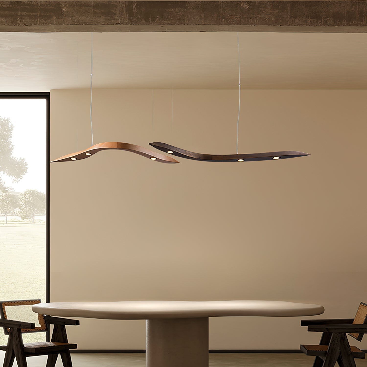 Weloma Wave Wooden Pendant Light