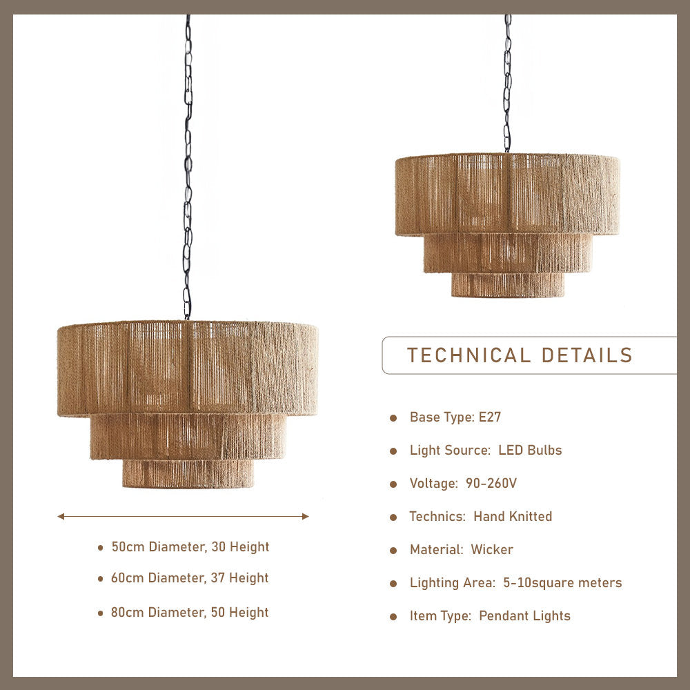 Taverno Hemp Rope Boho Pendant Light