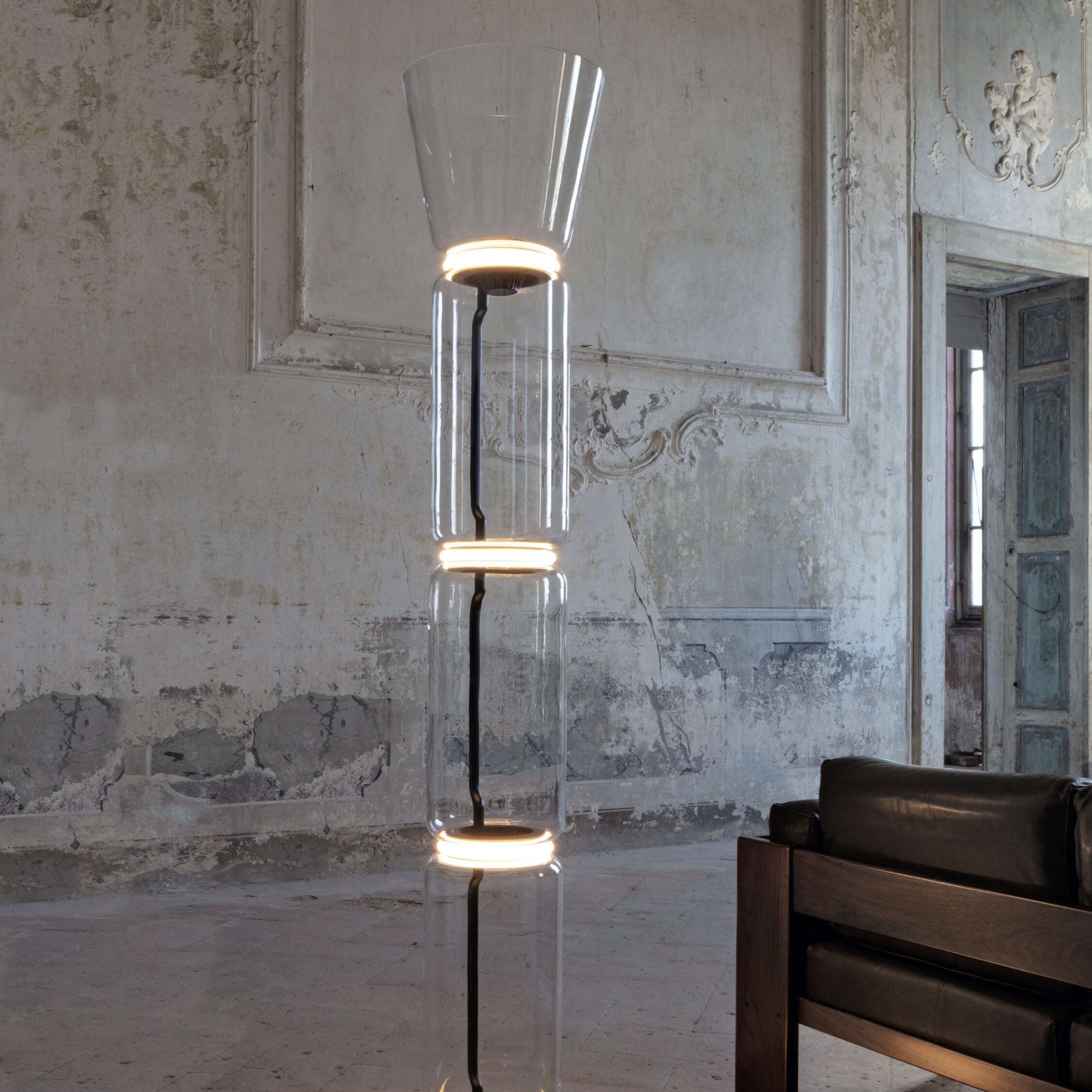 Teyylino Cylindrical Glass Floor Lamp