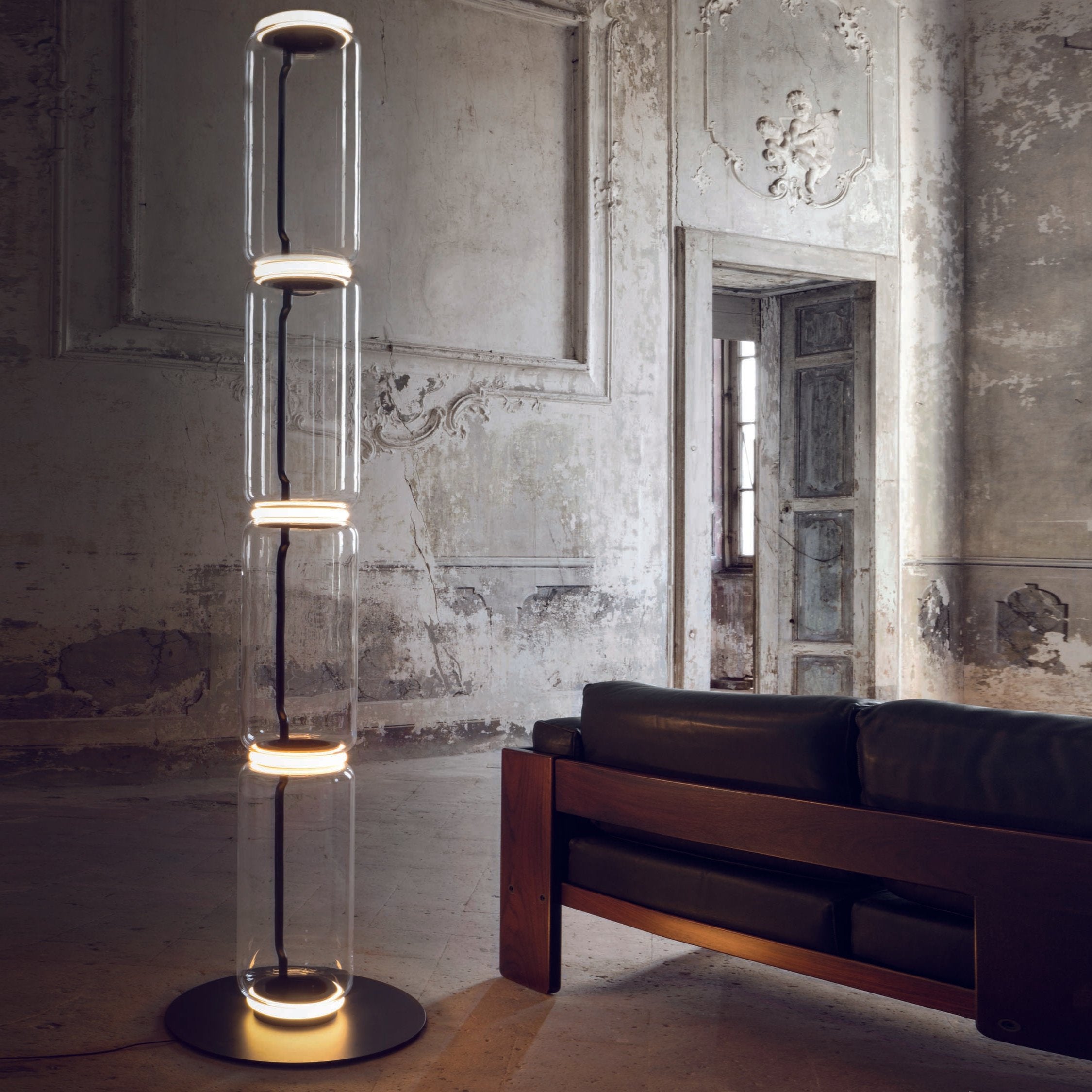 Teyylino Cylindrical Glass Floor Lamp
